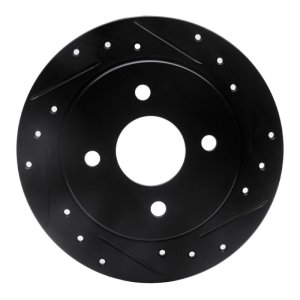 Ford Fiesta Brake Rotor (1) - Rear Right - R1 Concepts - Drilled & Slotted - Black - `01-`19